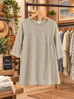 Pure Jill Relaxed Ribbed Tunic in Light Sage